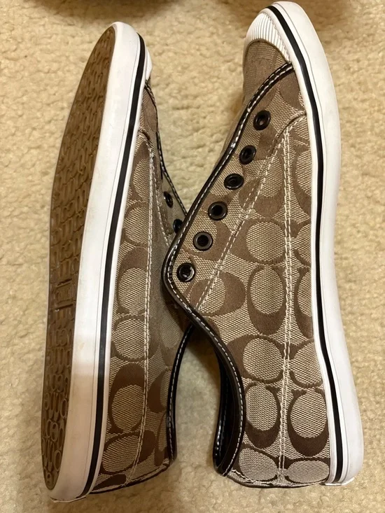 Coach brand Kira Slip-On Signature Canvas Sneakers in Khaki 9 - Picture 4 of 6